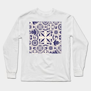 Mexican Talavera Tiles Pattern by Akbaly Long Sleeve T-Shirt